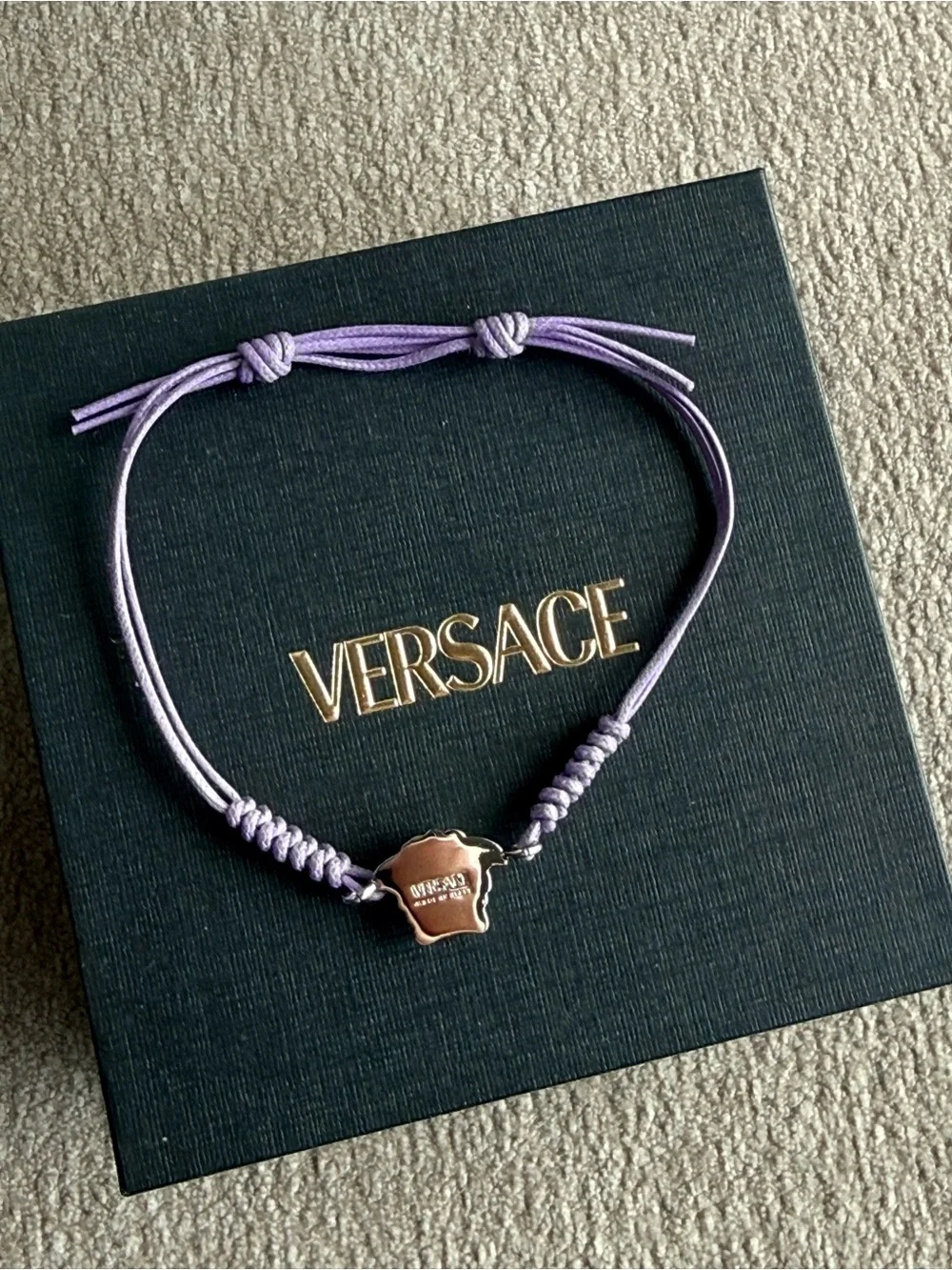 Versace Women’s Lavender Cord Bracelet with Signature Medallion